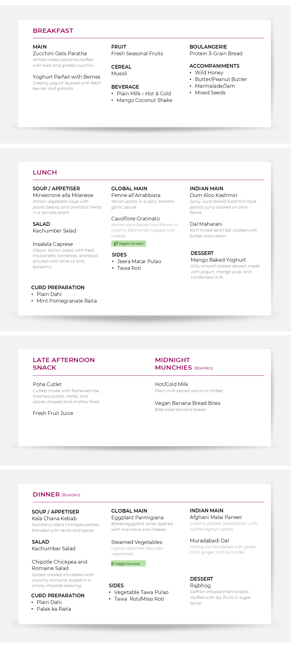 Food Menu - Friday