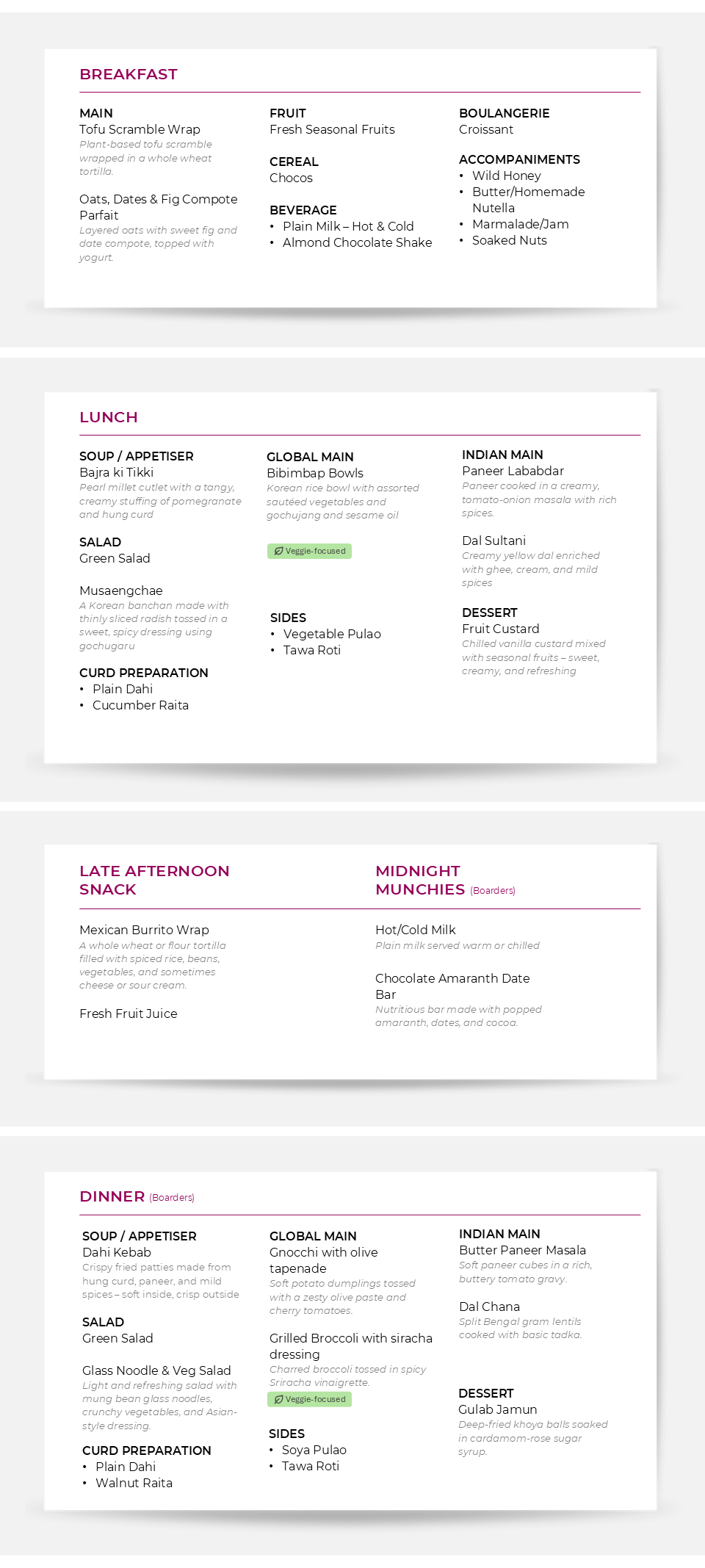 Food Menu - Tuesday