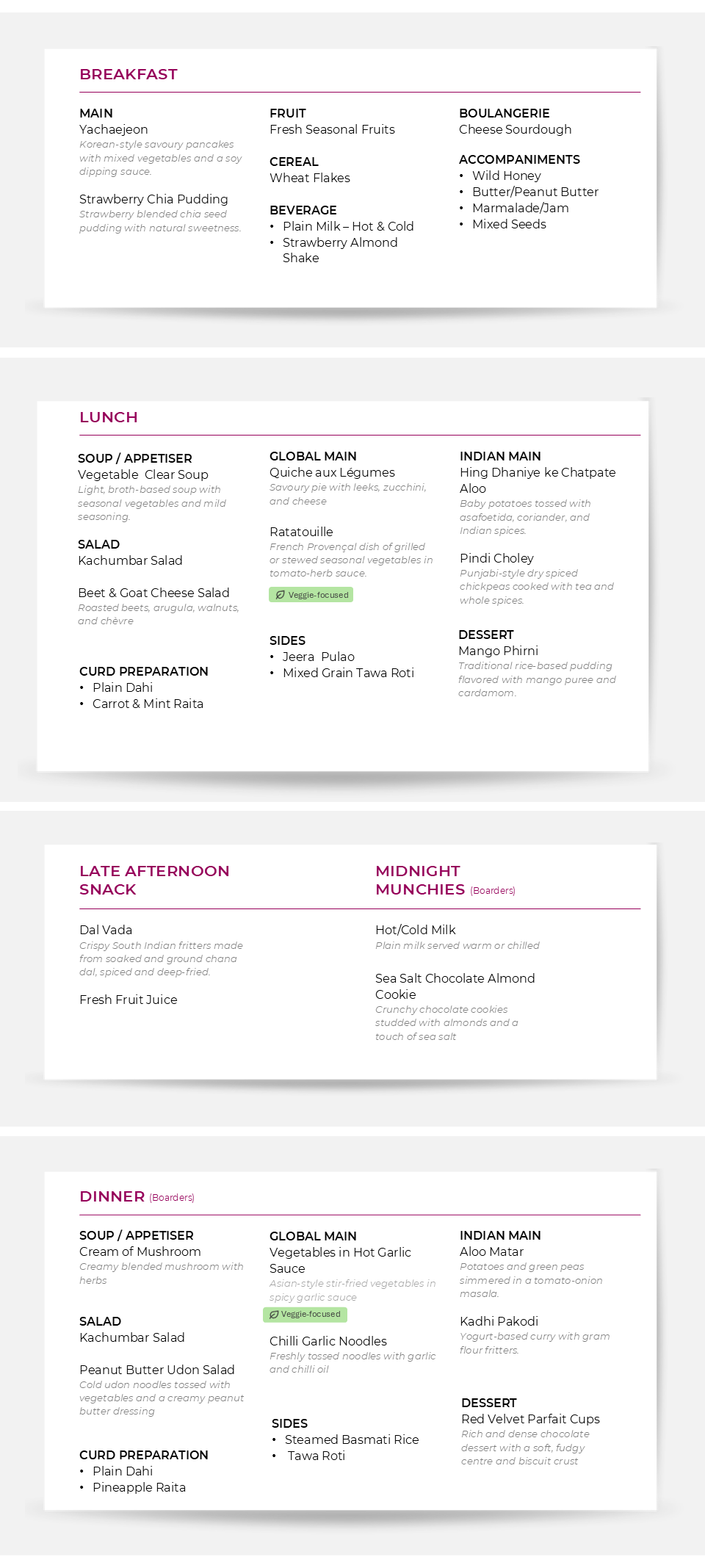 Food Menu - Wednesday